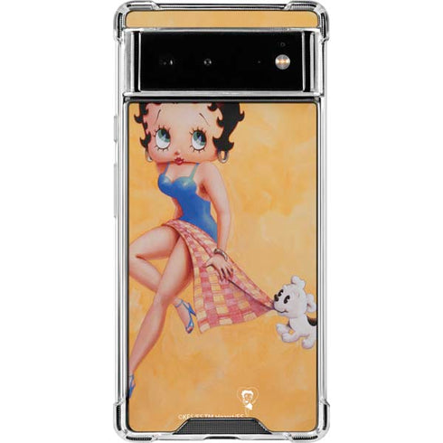 Betty Boop With Puppy Orange Background Google Pixel 6 Clear Case
